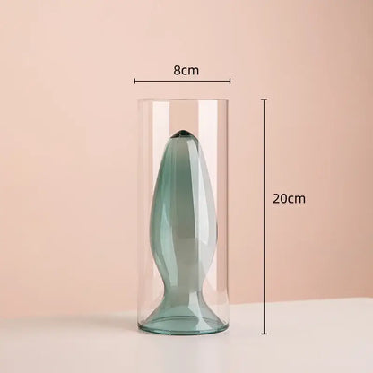 Modern amber & teal double glazing stained glass vase living room decor
