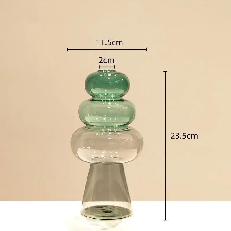 Modern amber & teal double glazing stained glass vase living room decor