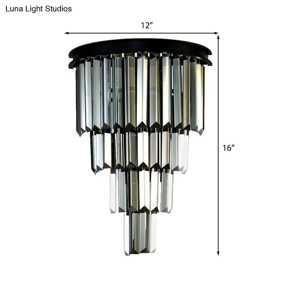 Modern amber tiered crystal wall mounted lamp living room fixture