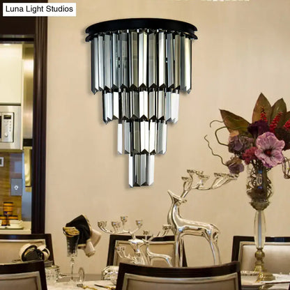 Modern amber tiered crystal wall mounted lamp living room fixture