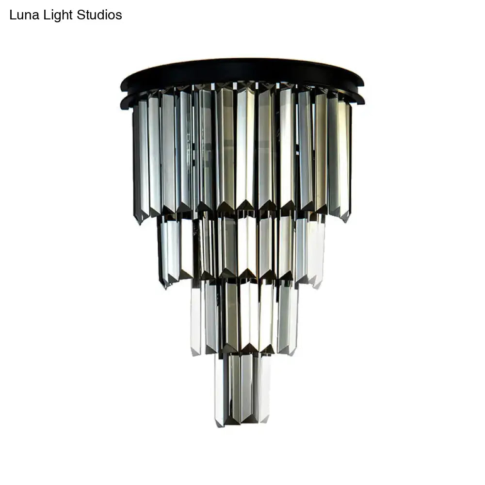 Modern amber tiered crystal wall mounted lamp living room fixture