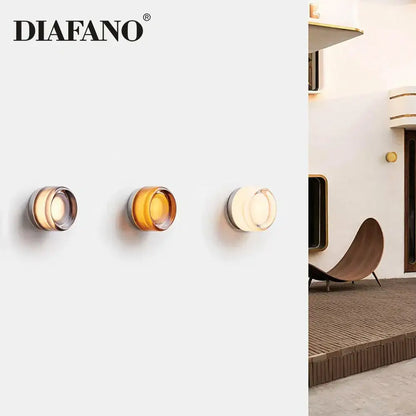 Modern amber & white glass sconce led wall lamp for living room