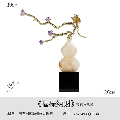 Modern amethyst and crystal jade gourd wealth ornament living room