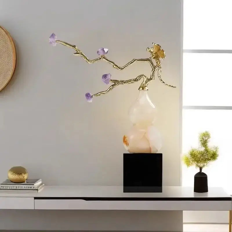 Modern amethyst and crystal jade gourd wealth ornament living room