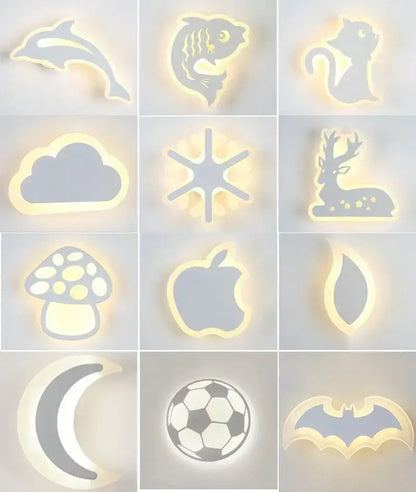 Modern animal acrylic kids led wall light bedroom decor