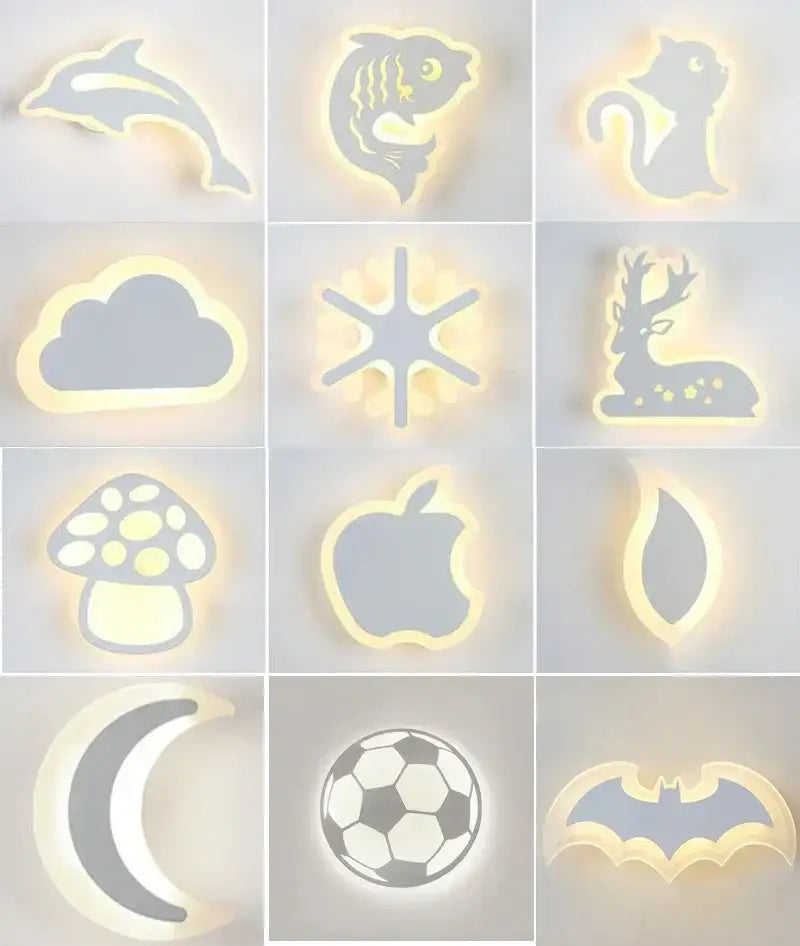 Modern animal acrylic kids led wall light bedroom decor