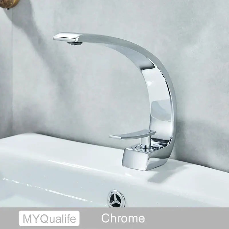 Modern arched brushed gold basin faucet bathroom mixer