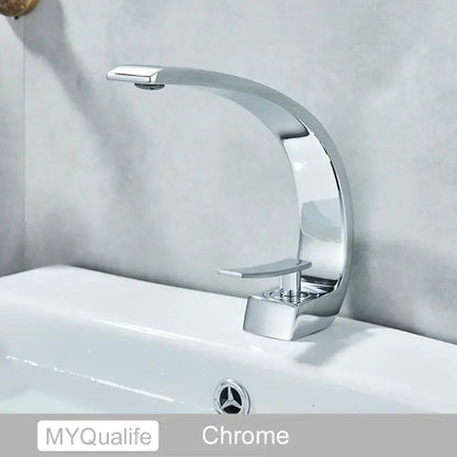 Modern arched brushed gold basin faucet bathroom mixer