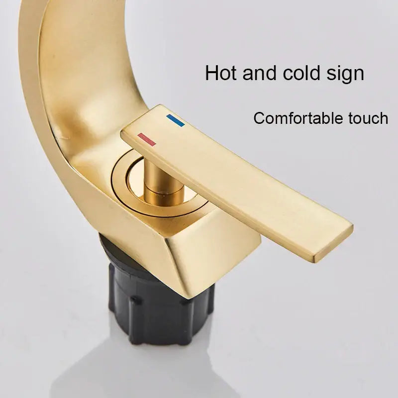 Modern arched brushed gold basin faucet bathroom mixer