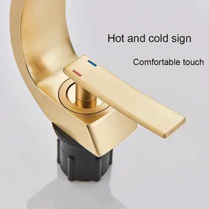 Modern arched brushed gold basin faucet bathroom mixer