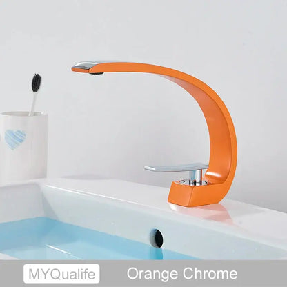 Modern arched brushed gold basin faucet bathroom mixer