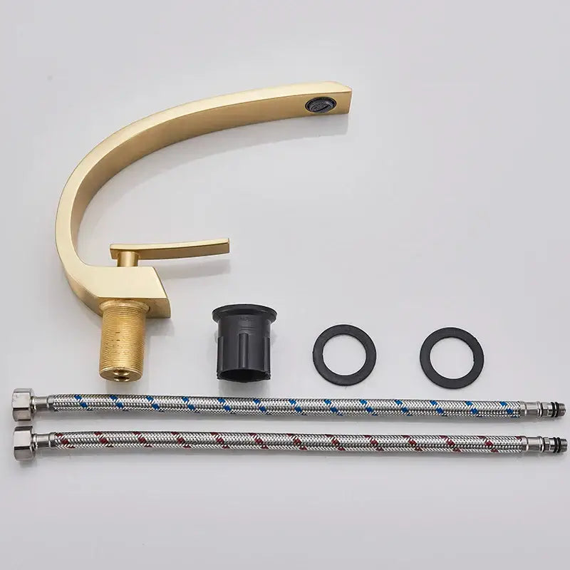 Modern arched brushed gold basin faucet bathroom mixer