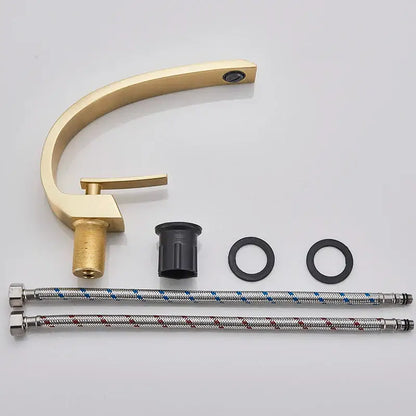 Modern arched brushed gold basin faucet bathroom mixer