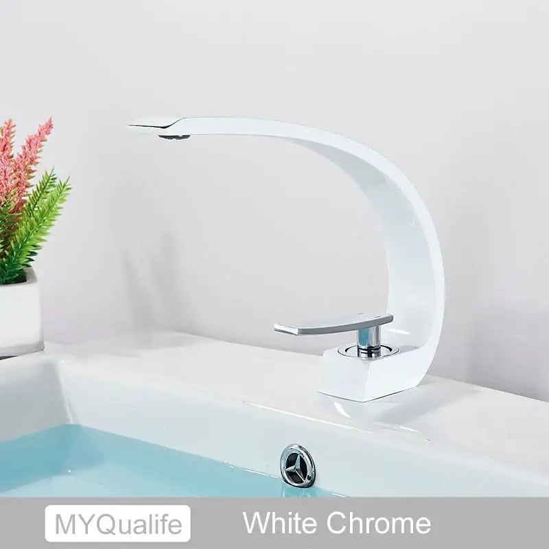 Modern arched brushed gold basin faucet bathroom mixer