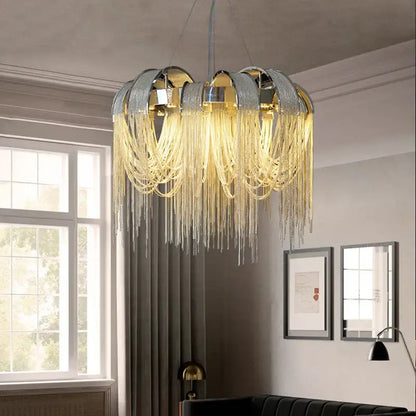 Modern arched gold aluminum chain chandelier living room light