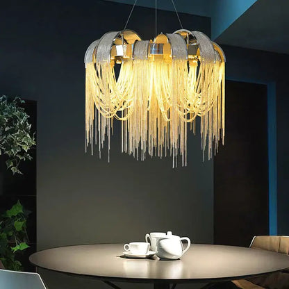 Modern arched gold aluminum chain chandelier living room light