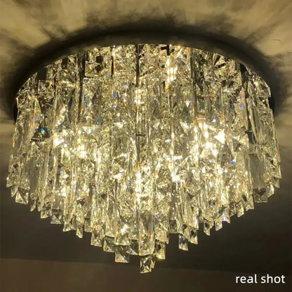 Modern art deco gold crystal steel led ceiling chandelier dining room