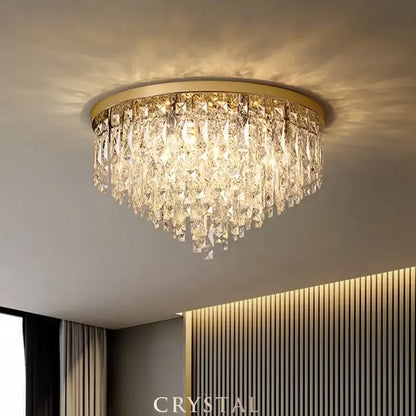 Modern art deco gold crystal steel led ceiling chandelier dining room