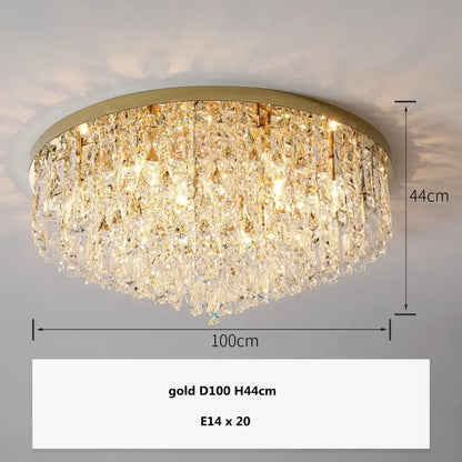Modern art deco gold crystal steel led ceiling chandelier dining room