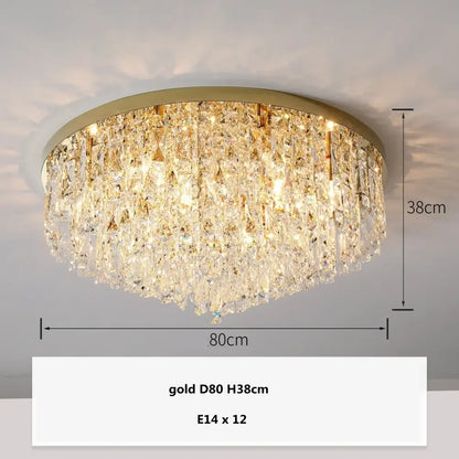 Modern art deco gold crystal steel led ceiling chandelier dining room