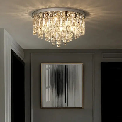 Modern art deco gold crystal steel led ceiling chandelier dining room