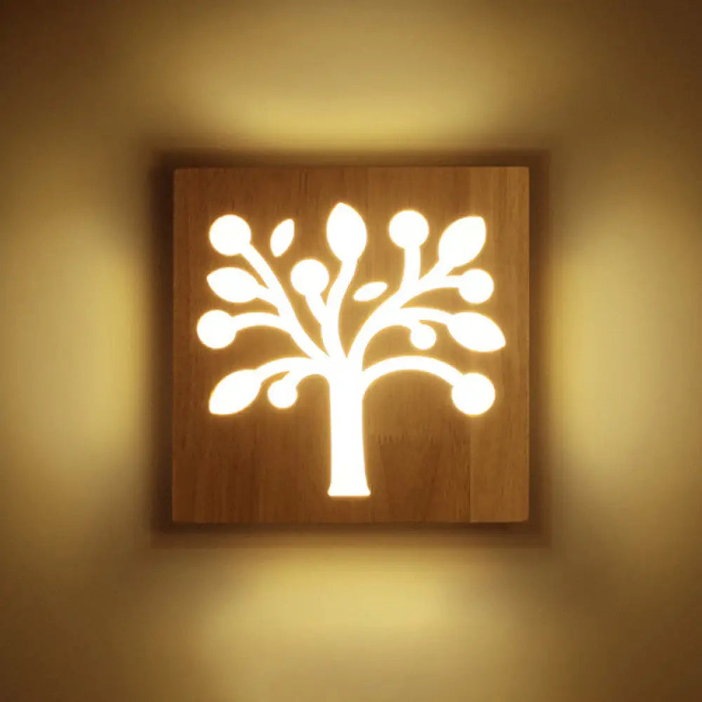 DecorBites™ Modern Art Deco LED Wall Sconce - Square Flush Mount Wooden Corridor Light Fixture