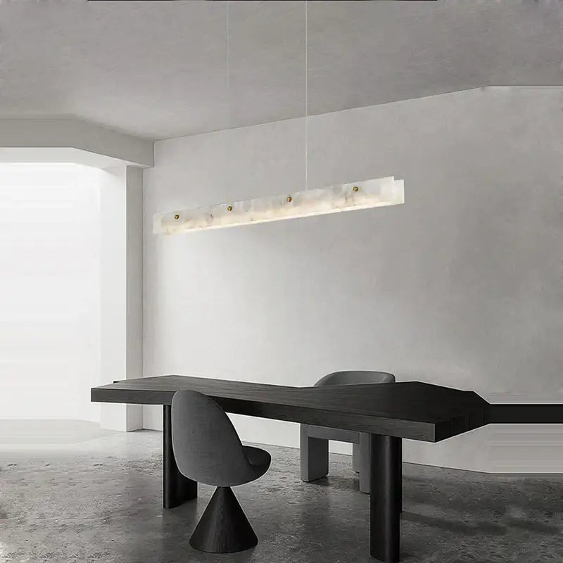 Modern art deco marble steel chandelier black & gold dining room