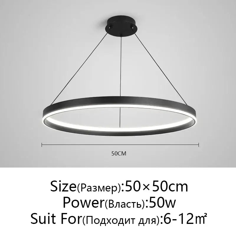 Modern artistic black chandelier living room led pendant light