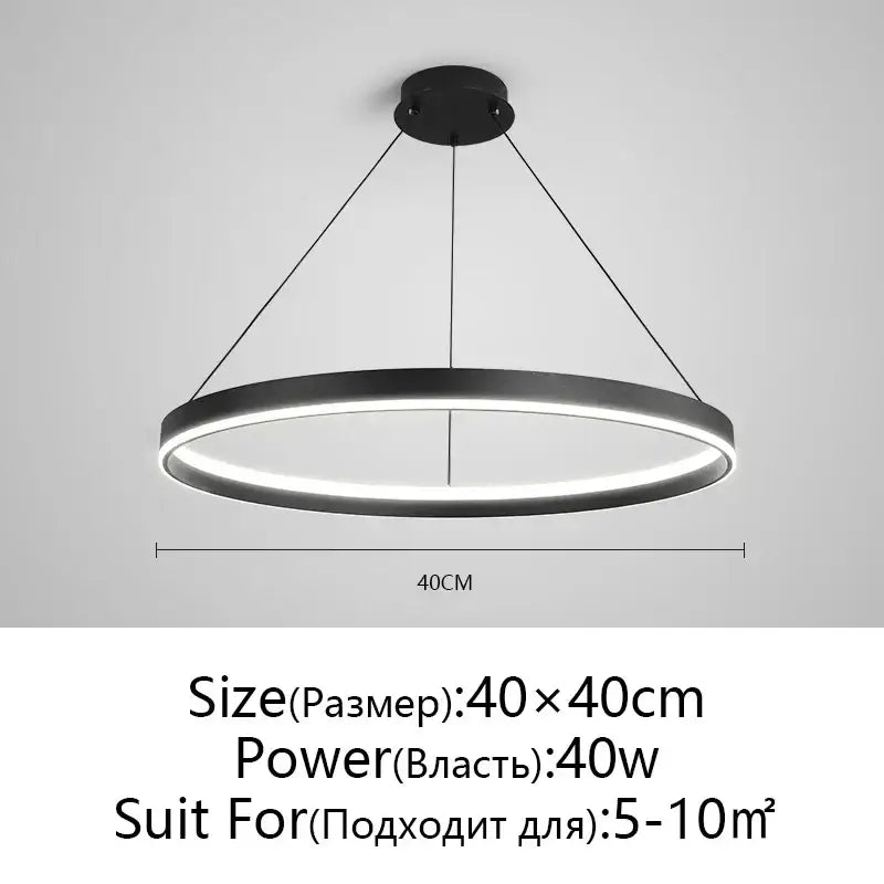 Modern artistic black chandelier living room led pendant light