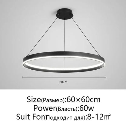 Modern artistic black chandelier living room led pendant light