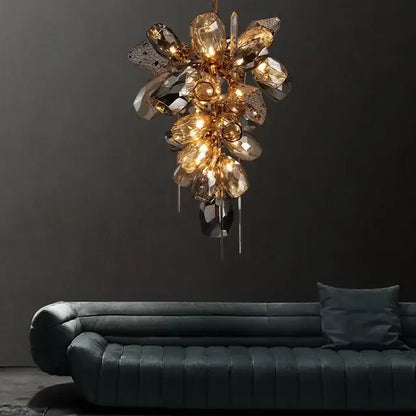 Modern artistic gold crystal duplex chandelier for living room