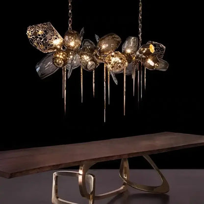 Modern artistic gold crystal duplex chandelier for living room