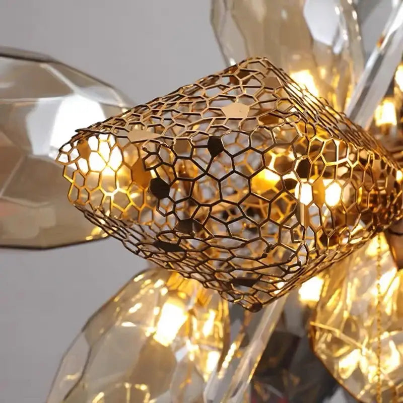 Modern artistic gold crystal duplex chandelier for living room