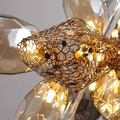 Modern artistic gold crystal duplex chandelier for living room