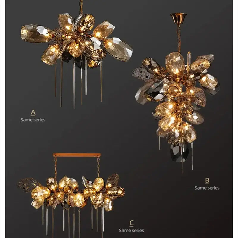 Modern artistic gold crystal duplex chandelier for living room