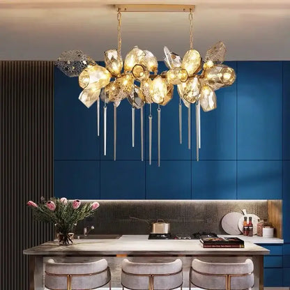 Modern artistic gold crystal duplex chandelier for living room