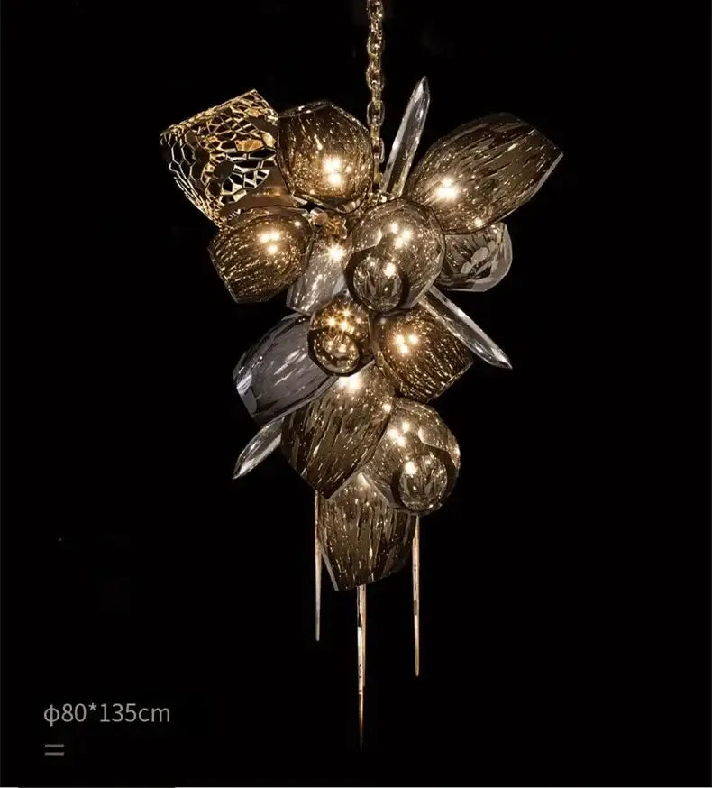 Modern artistic gold crystal duplex chandelier for living room