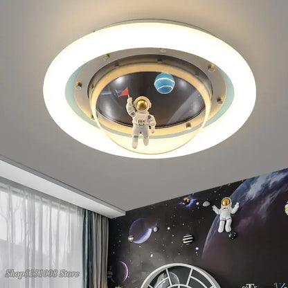 Modern astronaut spaceman planet ceiling lamp kids bedroom light