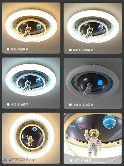 Modern astronaut spaceman planet ceiling lamp kids bedroom light