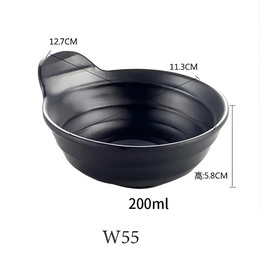 Modern asymmetrical black melamine plastic dipping sauce bowls dining