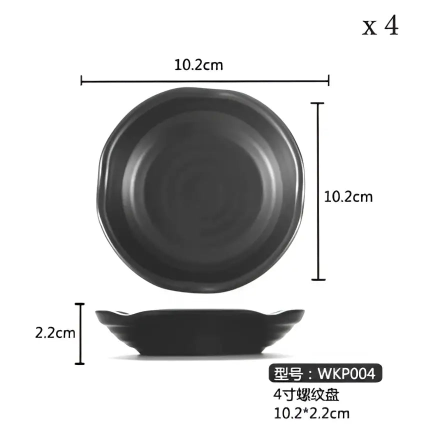 Modern asymmetrical black melamine plastic dipping sauce bowls dining