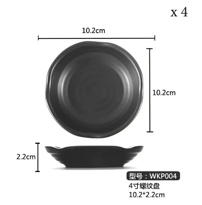 Modern asymmetrical black melamine plastic dipping sauce bowls dining