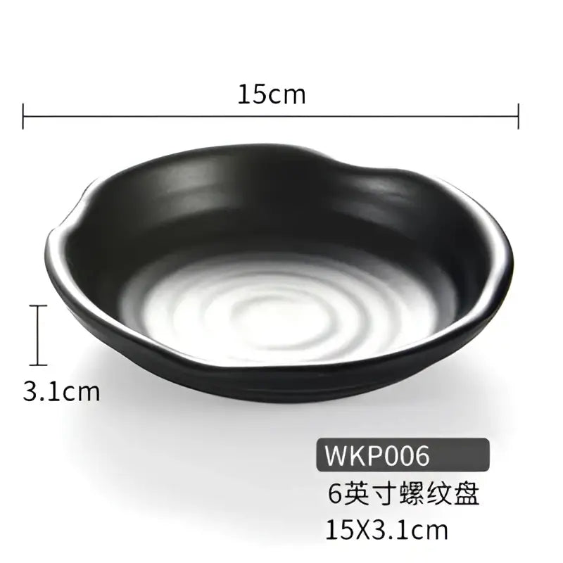 Modern asymmetrical black melamine plastic dipping sauce bowls dining