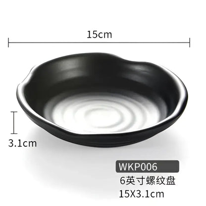 Modern asymmetrical black melamine plastic dipping sauce bowls dining