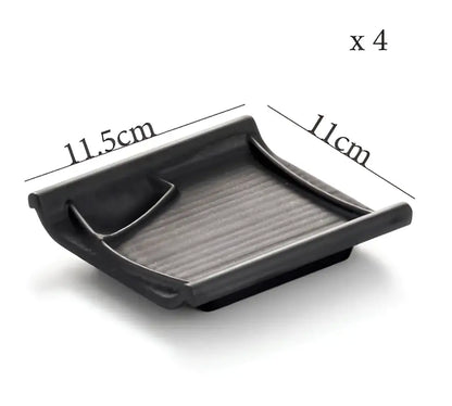 Modern asymmetrical black melamine plastic dipping sauce bowls dining