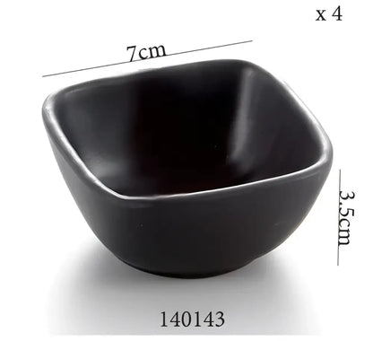 Modern asymmetrical black melamine plastic dipping sauce bowls dining