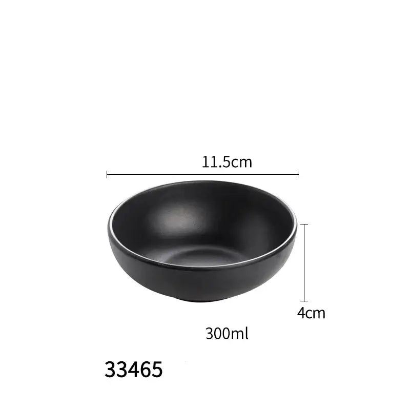 Modern asymmetrical black melamine plastic dipping sauce bowls dining