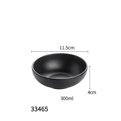 Modern asymmetrical black melamine plastic dipping sauce bowls dining