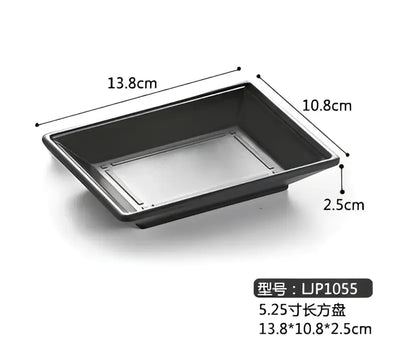 Modern asymmetrical black melamine plastic dipping sauce bowls dining
