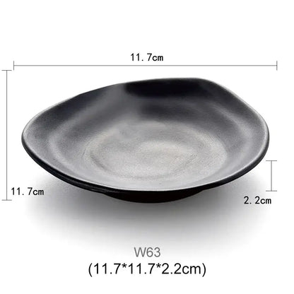 Modern asymmetrical black melamine plastic dipping sauce bowls dining